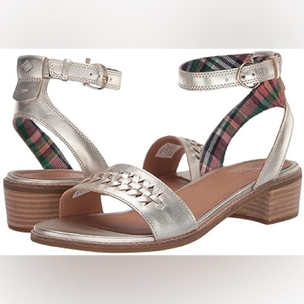 Sperry Platinum Seaport City Leather Sandals Size 8